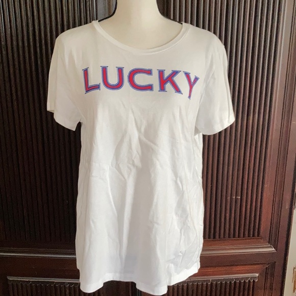 Lucky Brand Tops - Lucky Brand Lucky Graphic Tee in Lucky White | size Large